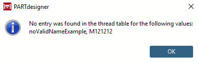 Example: For 2 values no match could be found in the thread norm.