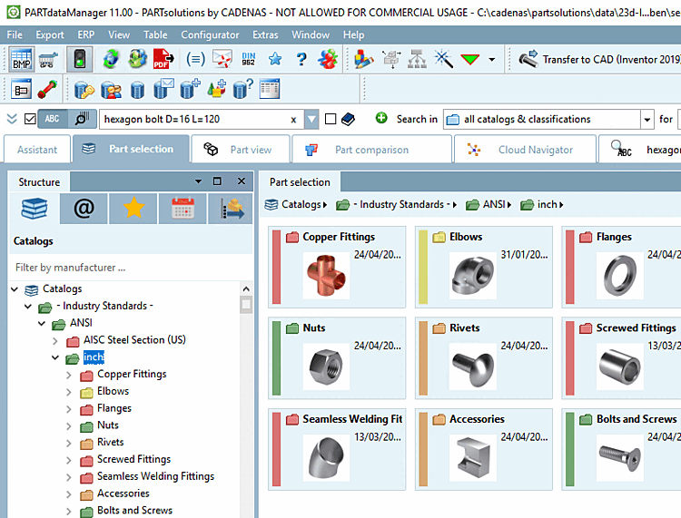Status colors for catalog index in PARTdataManager