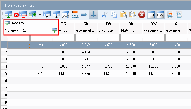 Example: Adding 10 rows