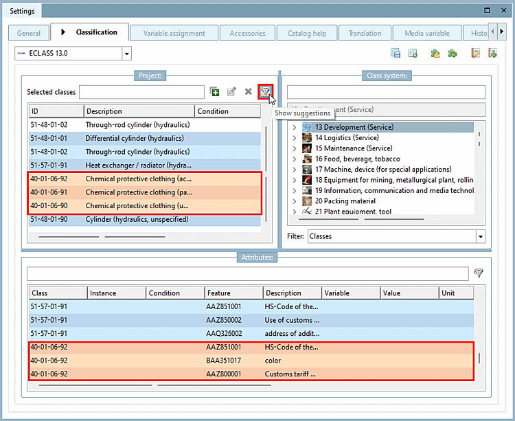 Example with "Suggested elements [Suggested items]"