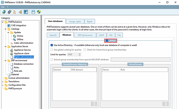 Example: Tabbed page "Windows"