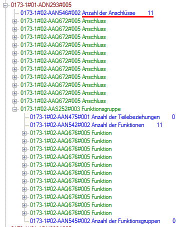 ADN293 for a plug with 11 connections and 11 functions; one function is assigned to each connection.
