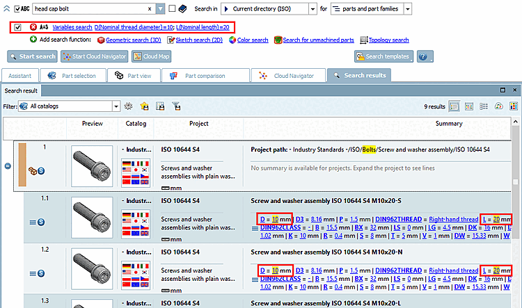 In the exemplary figure variable searches with D=6 and L=30 have been performed.