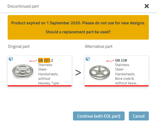 3Dfindit: Project expired with spare part - The original could be opened, but should not be used for new projects.