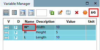 Variable highlighted with star icon