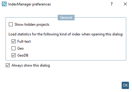 IndexManager settings [IndexManager preferences]
