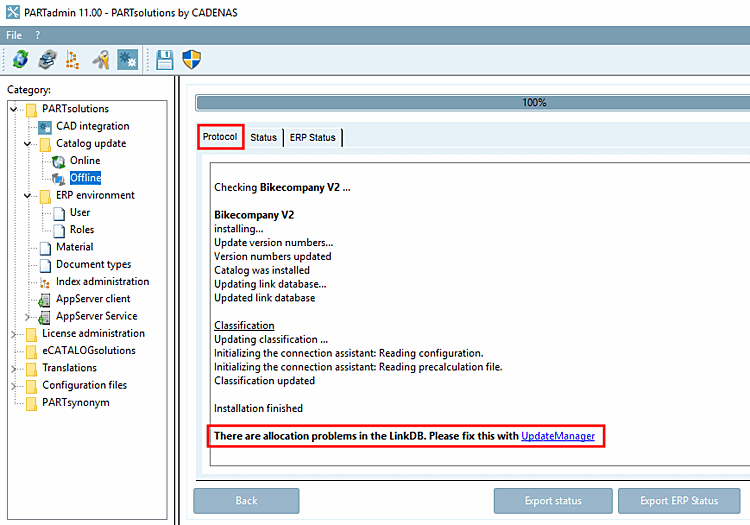 Protocol " tab page