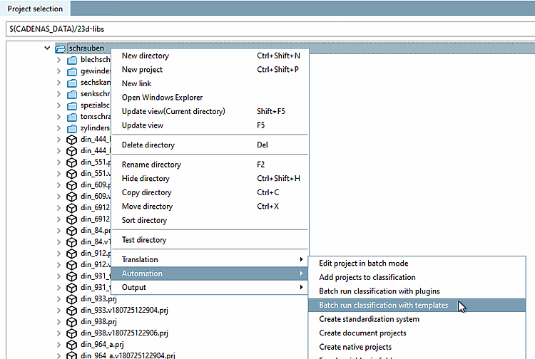 Automation -> Batch run classification with templates