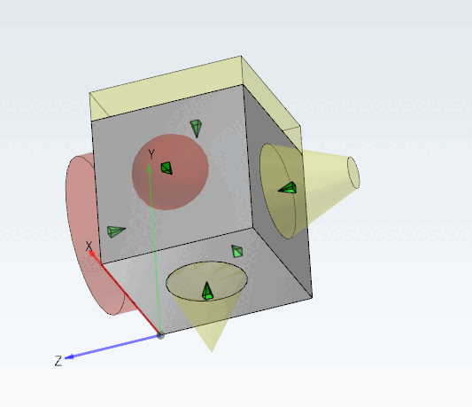 For cones and truncated cones, the connection point is located in the center of the large diameter.
