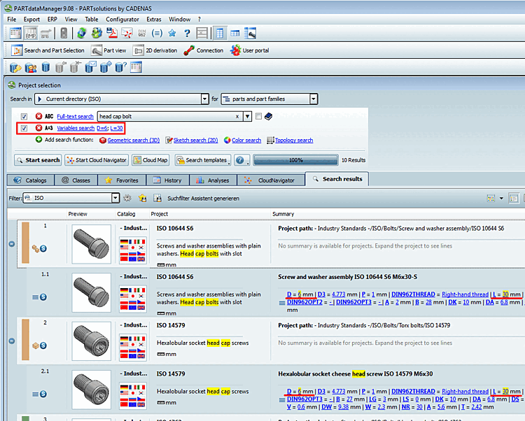 In the exemplary figure variable searches with D=6 and L=30 have been performed.
