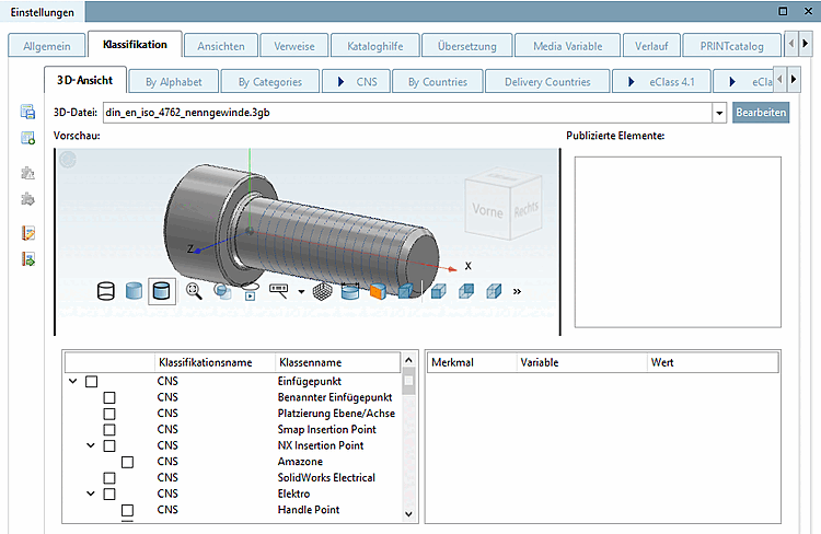 Dialog area for connection points opened