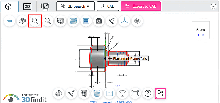 Catch everything [Zoom all]: Selected individual part with dimensions