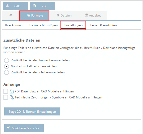 Formats -> Settings
