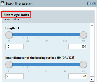 Display of filter name