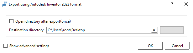Here is an example of the corresponding dialog for Autodesk Inventor 2019