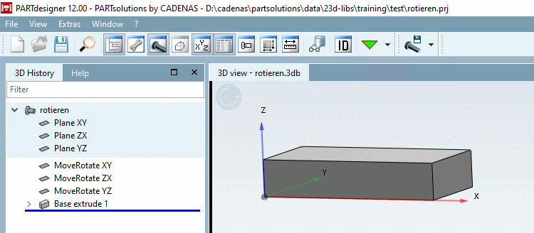 Part with same orientation in space, but with desired orientation of coordinate system