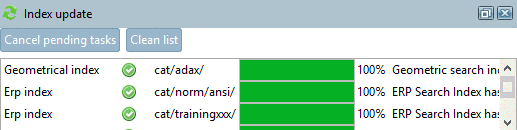 Dialog area "Index update"