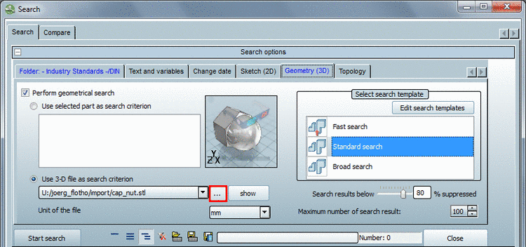 Use 3D file as search criteria