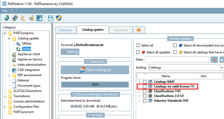 Catalogs, no valid license