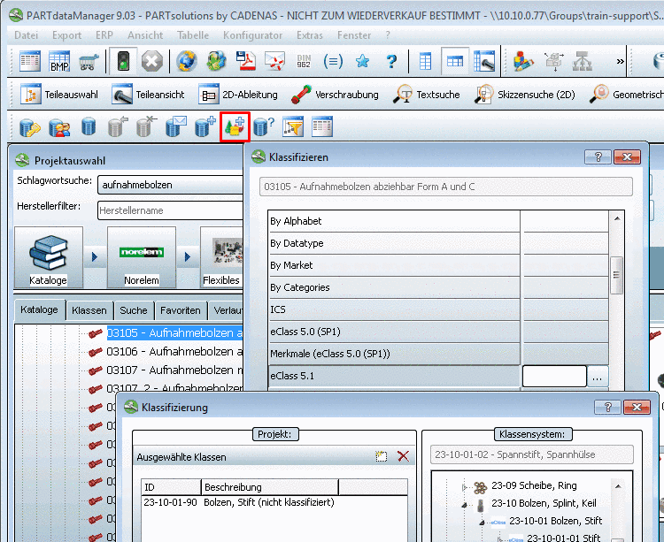 Classify in PARTdataManager