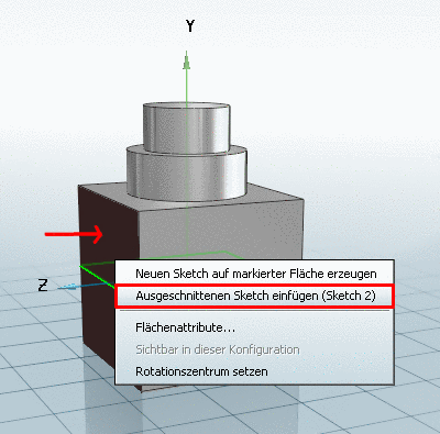 Insert previously cut sketch (Sketch ...)