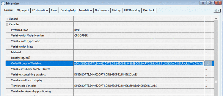Order/Groups of Variables