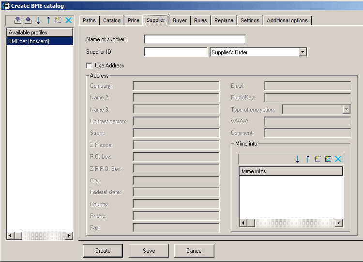Supplier dialog page