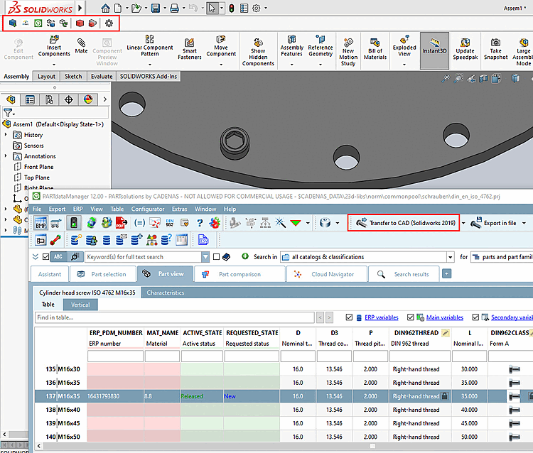 Part from PARTdataManager with "Insert model [Insert model] "