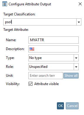 configure "Output attribute [Attribute Output] "