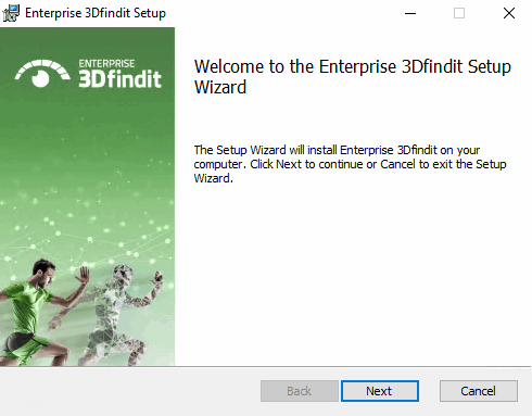 Welcome to the ENTERPRISE 3Dfindit Setup Wizard