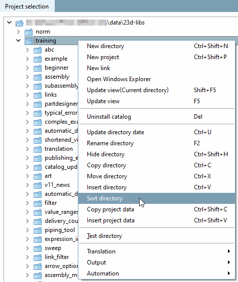 "training" directory marked