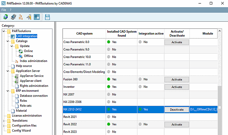 Example: The interface of "NX 2312-2412" is activated.