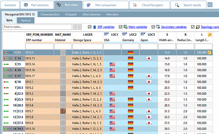 Only rows with existing ERP number are shown.