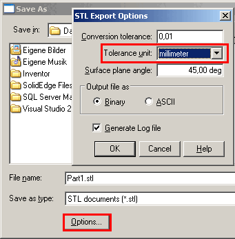 STL export options