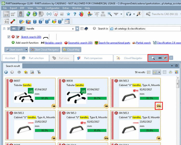 Search results in Symbols view