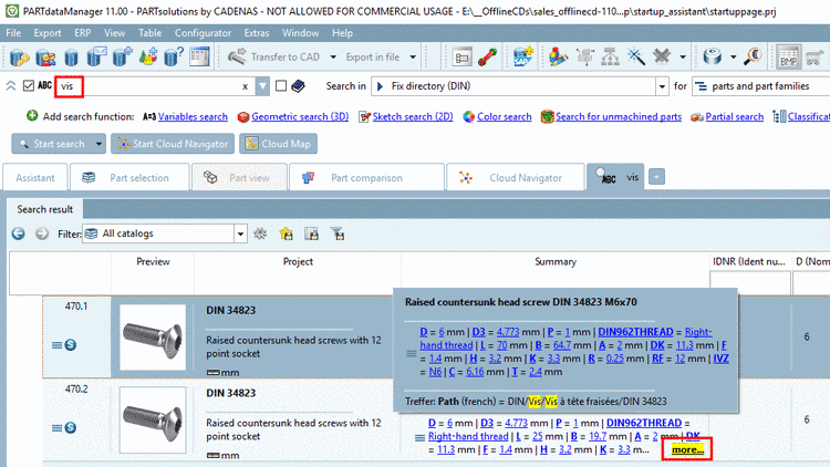 Searching for „Vis“ in an English environment