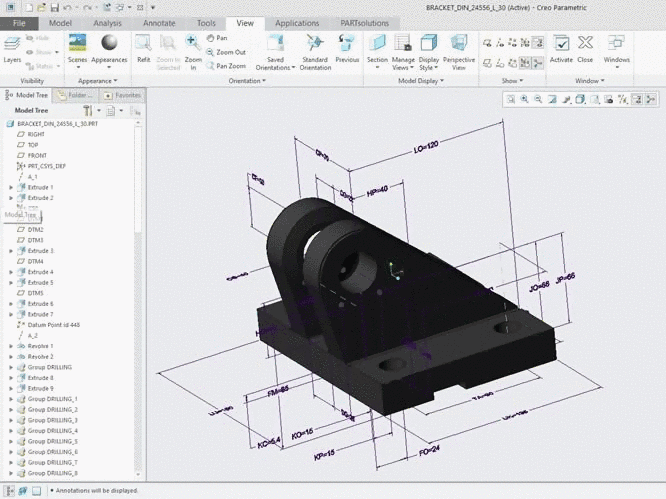 Dimensions in Creo 4.0