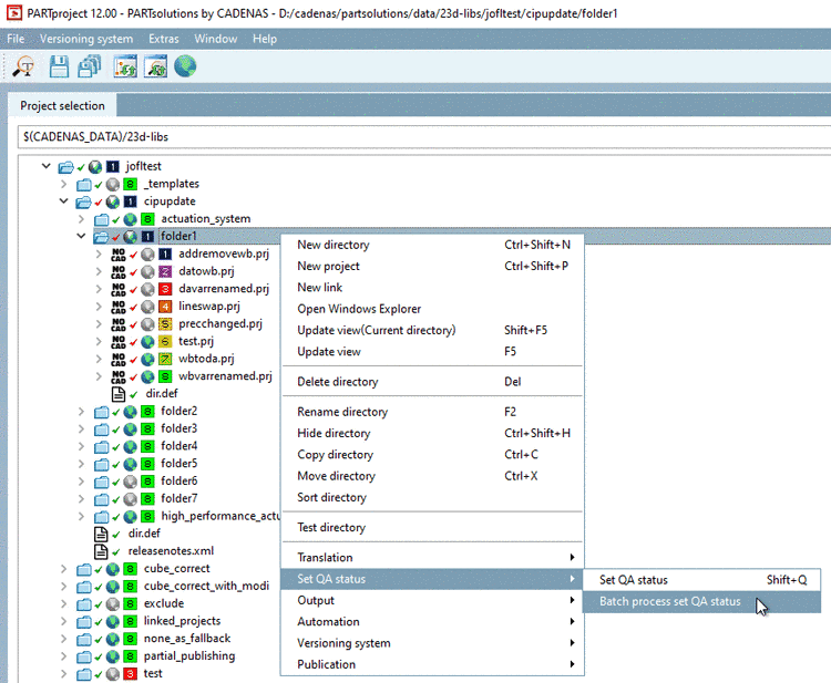 Batch process set QA status