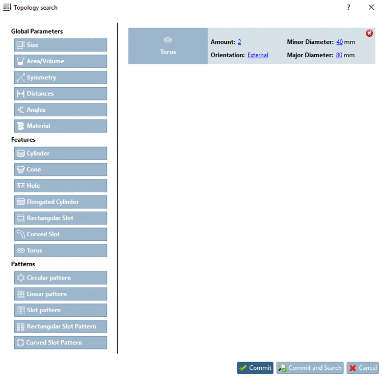 A part with 2 external tori is searched