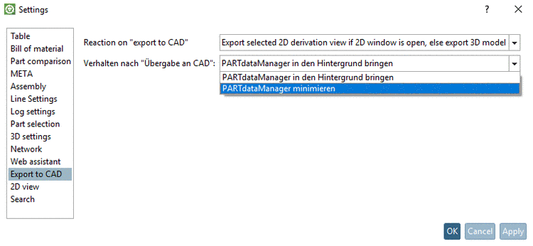 Behavior after "Transfer to CAD"