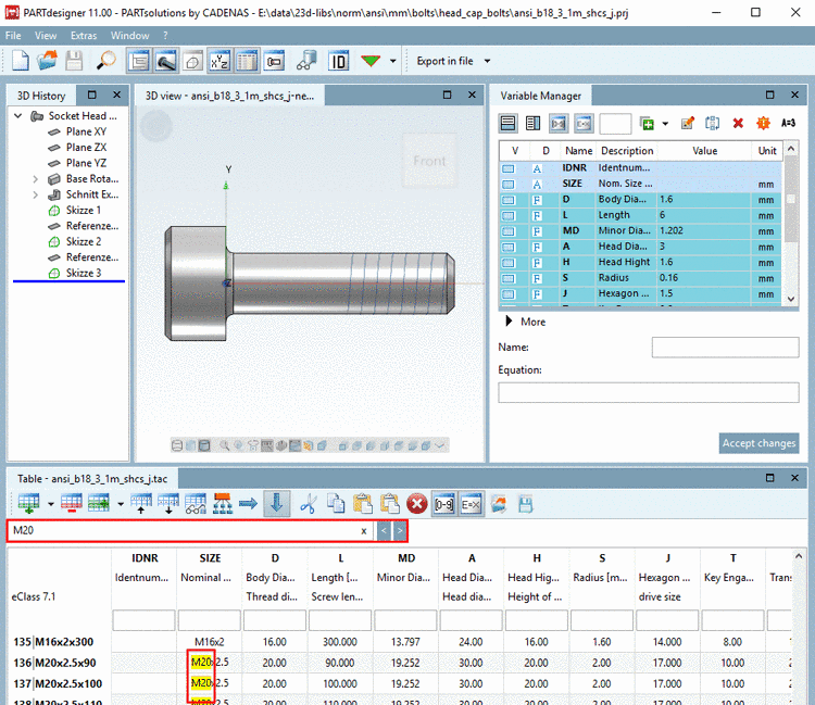 Input field for full-text search in table