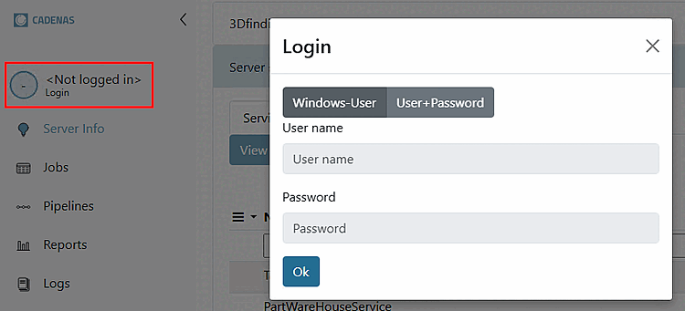Login dialog