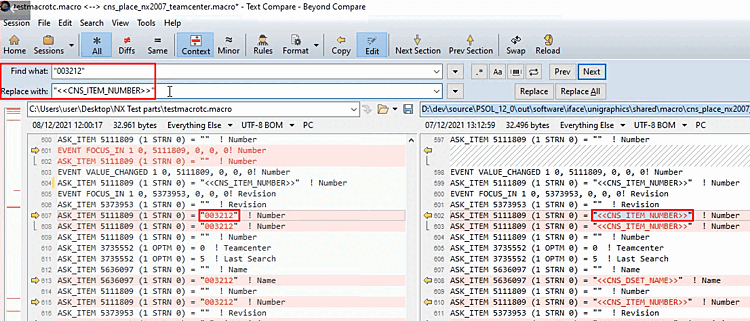 "<<CNS_ITEM_NUMBER>>" replaces concrete occurrences of number in the recorded macro.