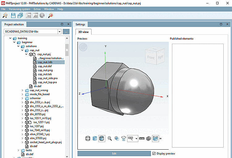 Cap nut in PARTproject