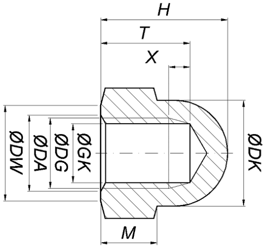 Cap nut drawing