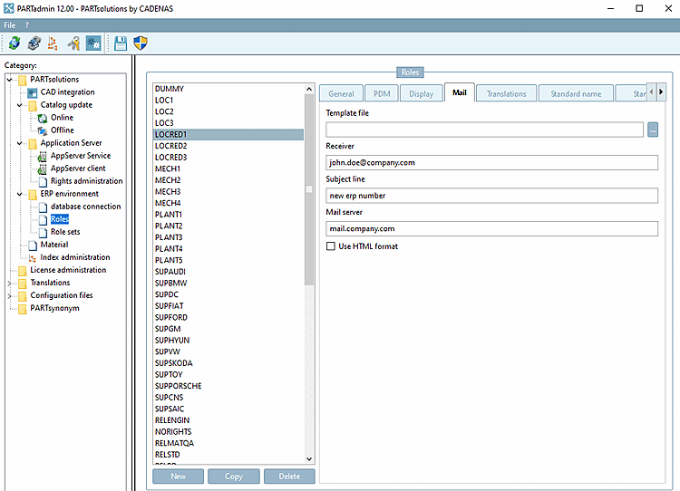 PARTadmin e-mail notification