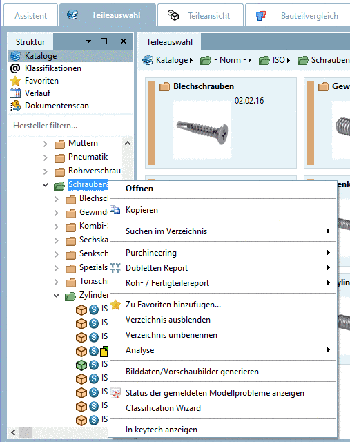 Context menu Index tree directory level