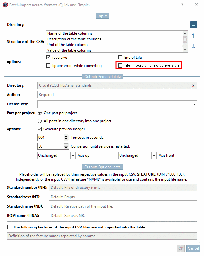 Example: For country selection "Argentina", all table rows are displayed. For country selection "Germany", only those table rows are displayed where the column "DC" has the value "DE".