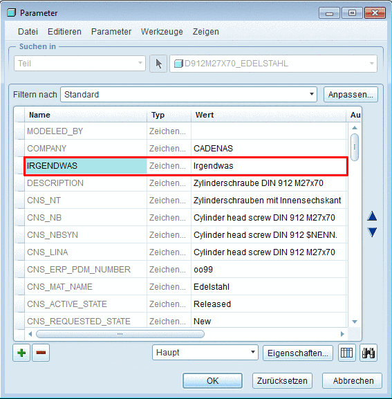 Creo: Parameter - Extra attribute
