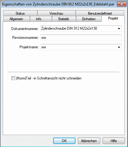 File properties -> tabbed page "Project"